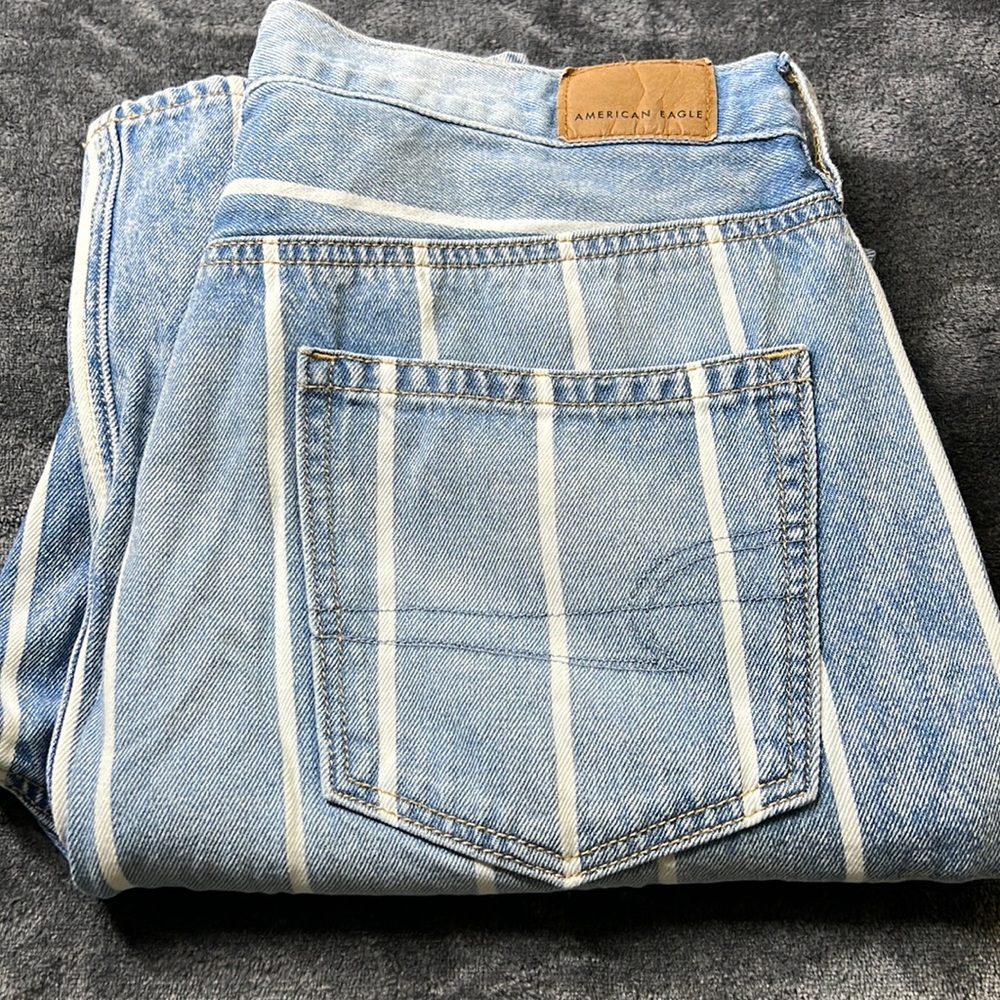 American Eagle Outfitters Light Blue and White Striped Women's Jeans